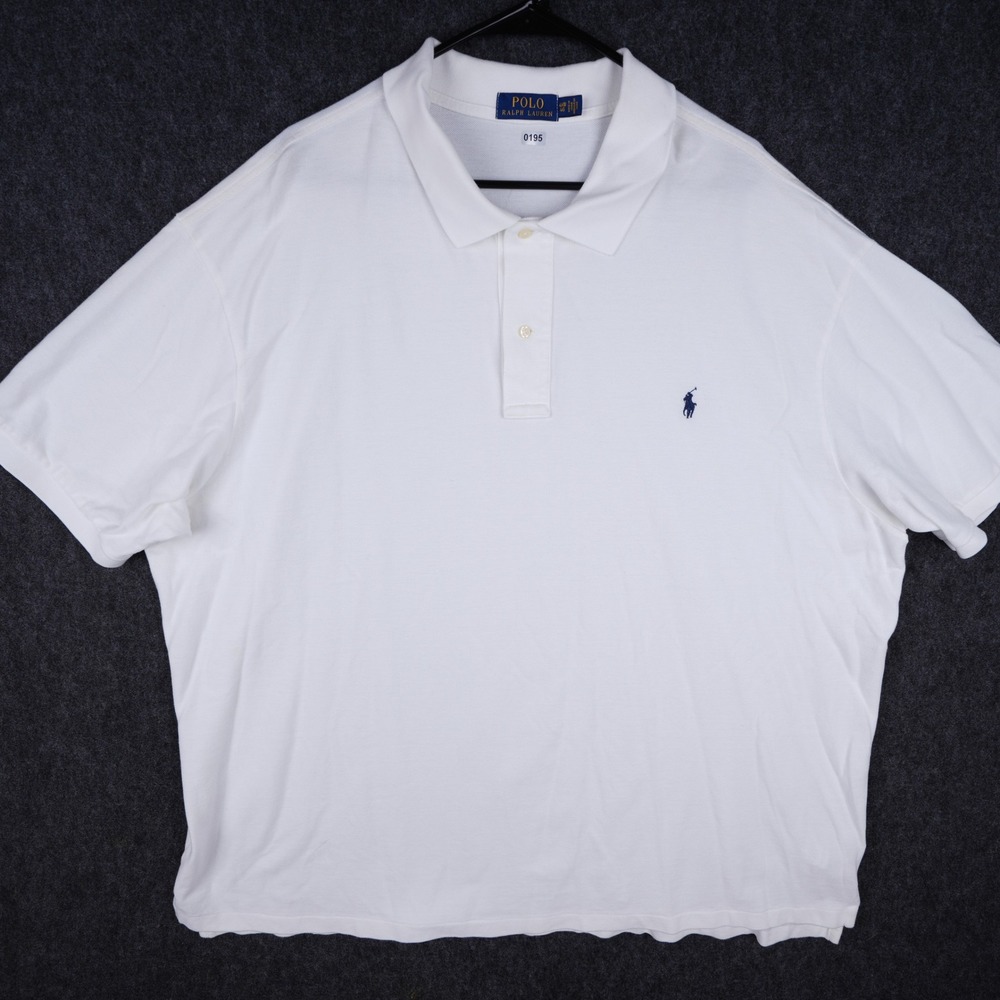 Polo Ralph Lauren Polo Shirt Mens 4XB White Excellent Short Sleeve Cotton Pique